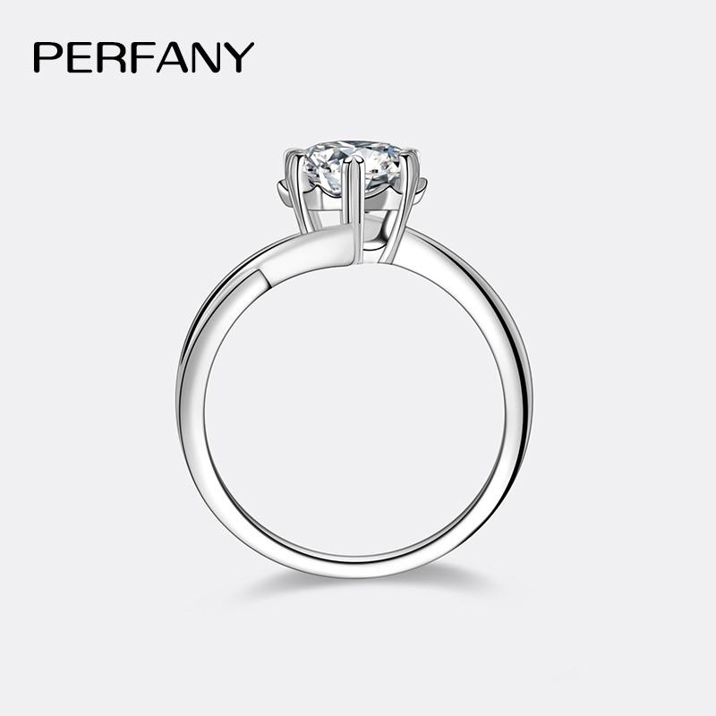 PERFANY 0.3-2CT Moissanite Ring for Women S925 Pure Silver Snowflake Laboratory Diamond Wedding Ring Luxury Wedding Jewelry