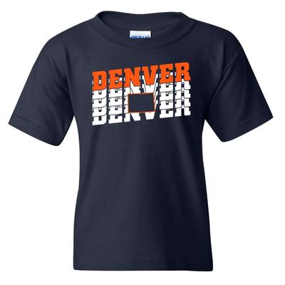 Denver Retro Repeat - Sport Football Fan Colorado Youth T Shirt - Navy