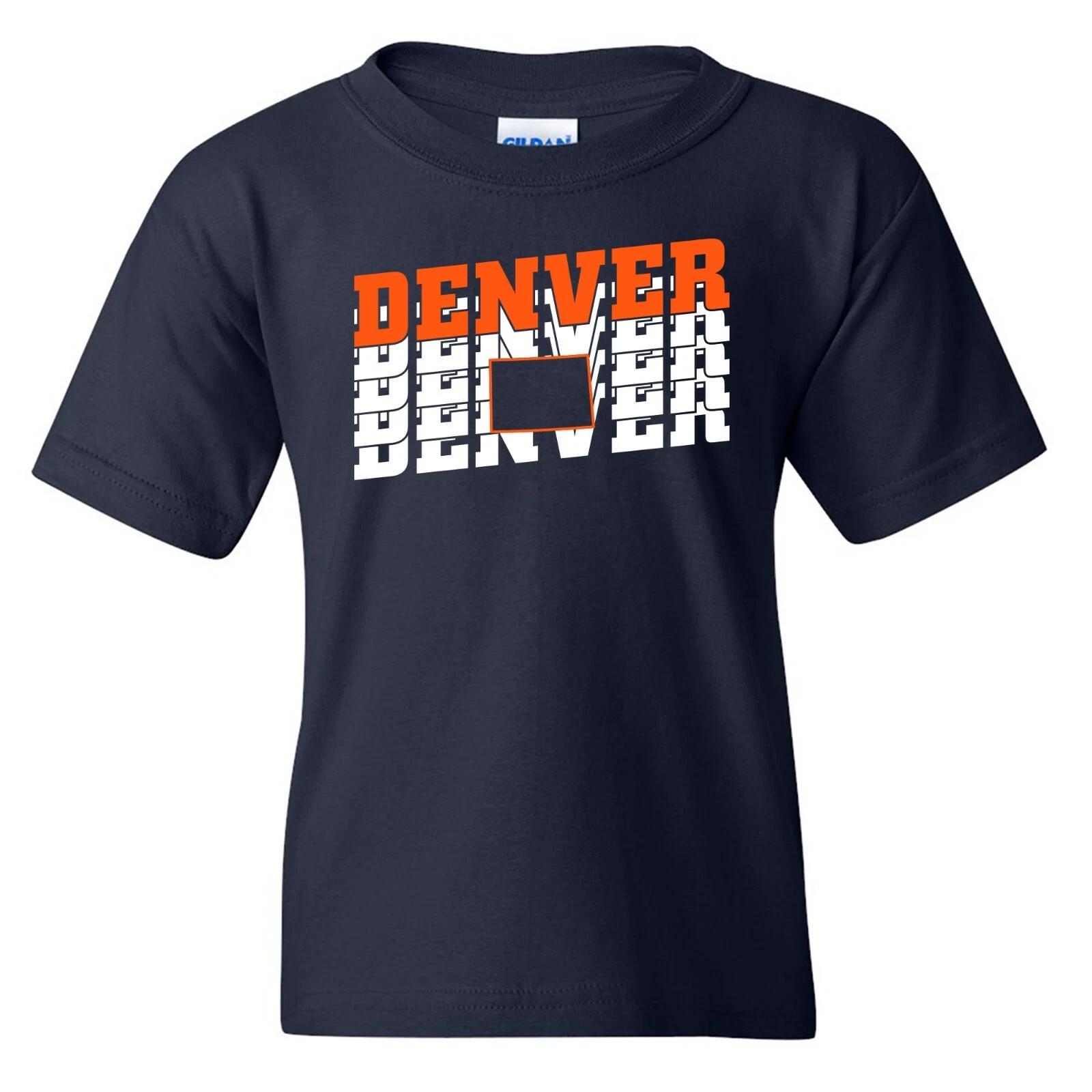 Denver Retro Repeat - Sport Football Fan Colorado Youth T Shirt - Navy XL
