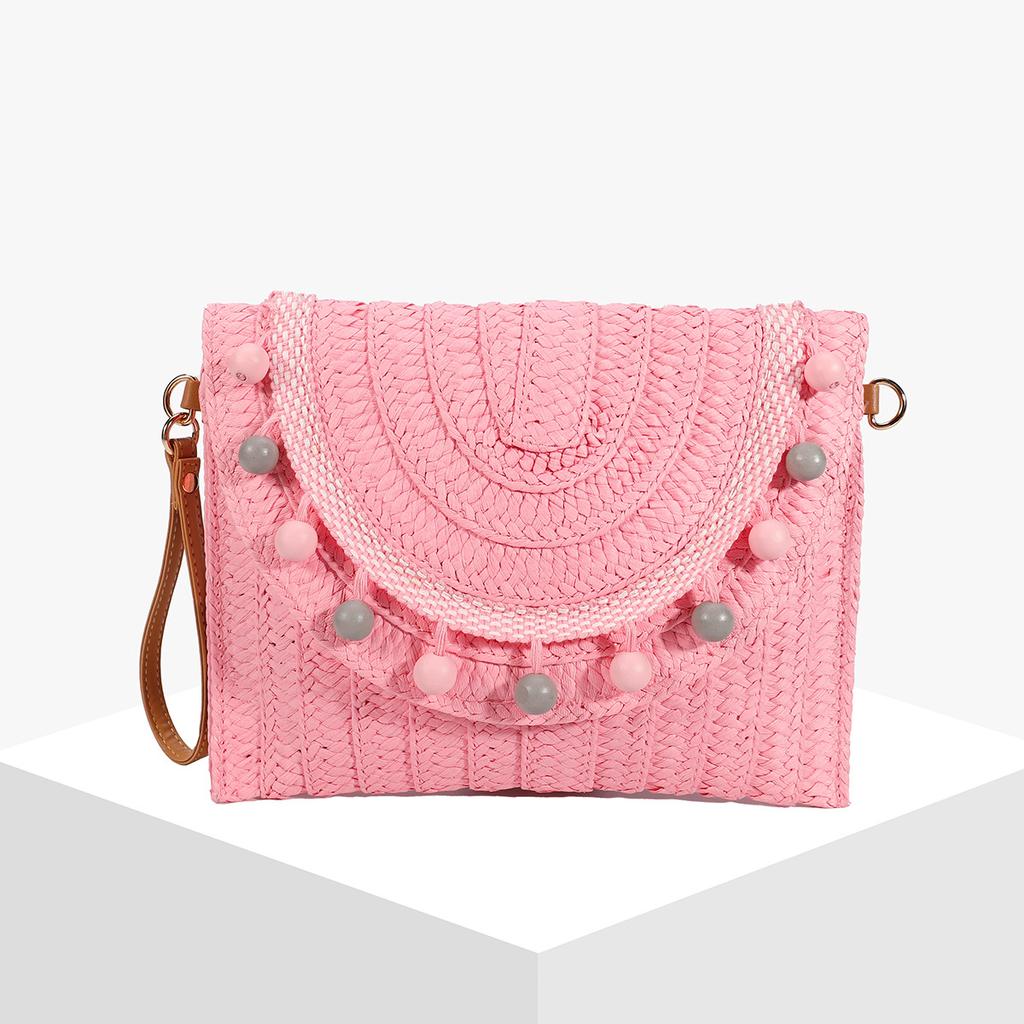 Neue Stroh Große Kapazität Clutch Umhängetasche Einzigartiges Umschlag Quasten Design Premium Handtasche Damen Tasche Umhängetasche