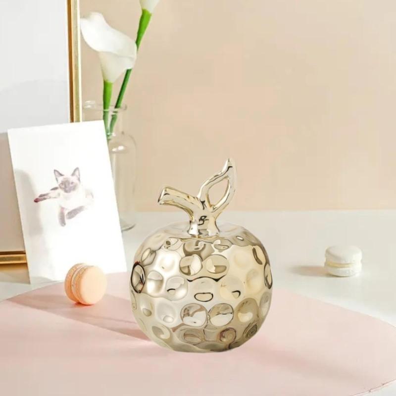 White Porcelain Artificial Pear Statue Durable Decorative Sculpture for Living Room Office Display