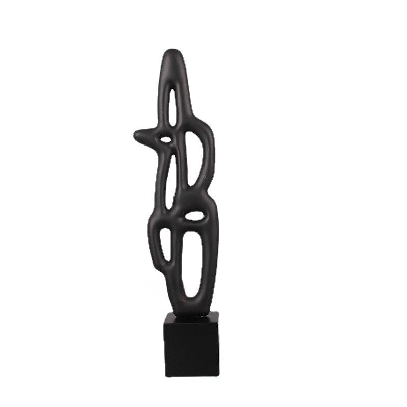 Resin Handicraft Hollow Geometric Sculpture Black and White Irregular Decorative Figurines Room Decoration Accessories