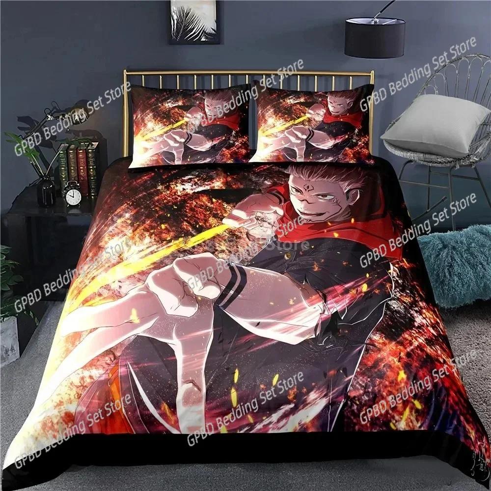 

Jujutsu Kaisen Japan Famous Anime Beding Set Bedrom Soft Modern Bedspreads Comefortable Soft Duvet Cover Comfortable Quilt Cover And Pilowcase 135*200cm Eu-Single