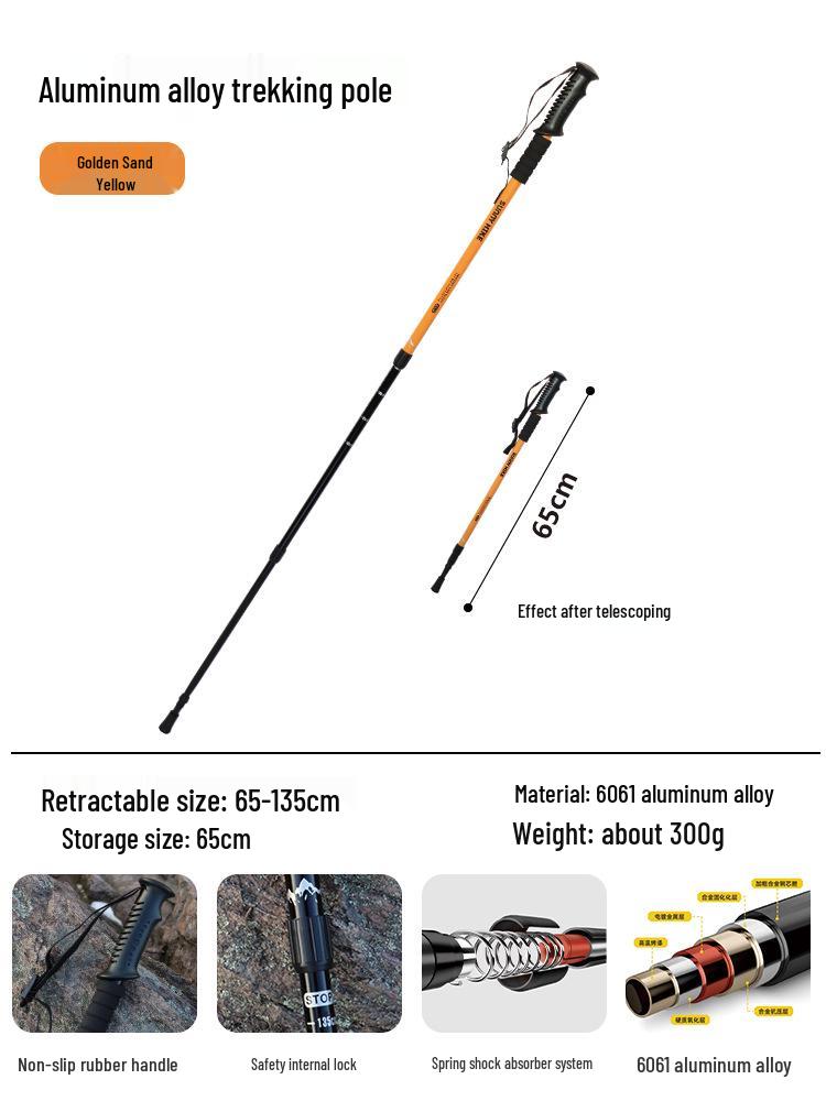Professional Aluminum Alloy Telescopic Hiking Poles - Three-Section, Unisex Climbing & Walking Sticks