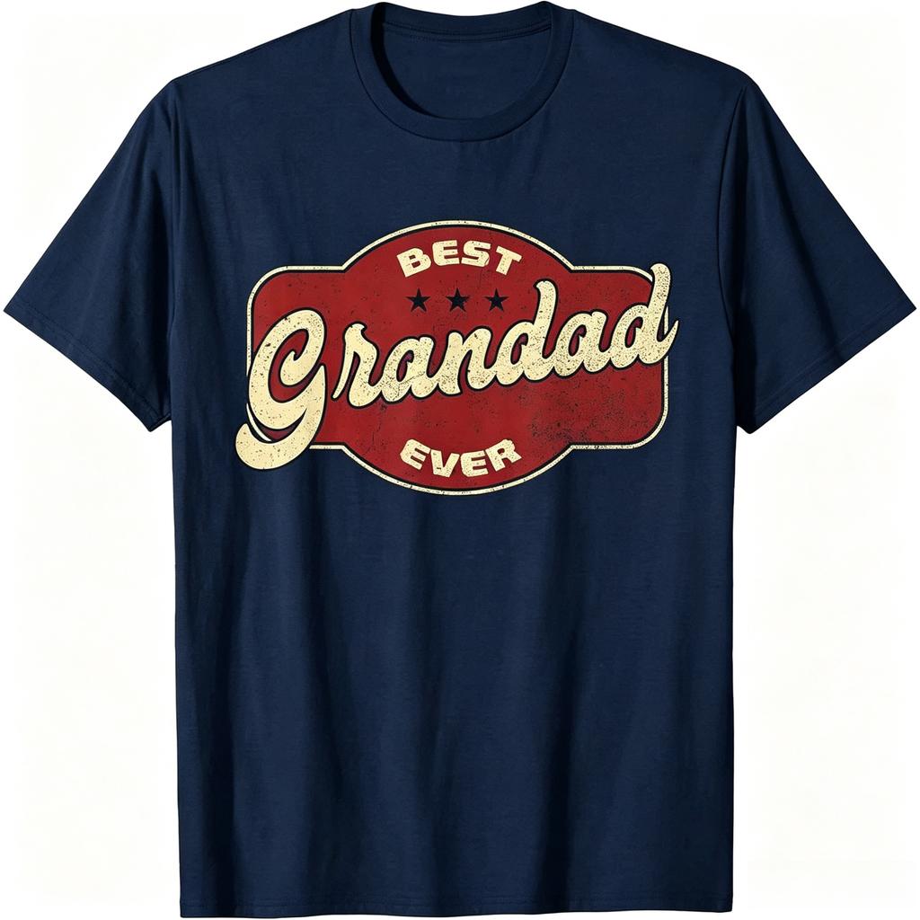 1pc Vintage Best Grandad Ever Tshirtregular Fit Casual Streetwear Tee For Reunions Casual Attire