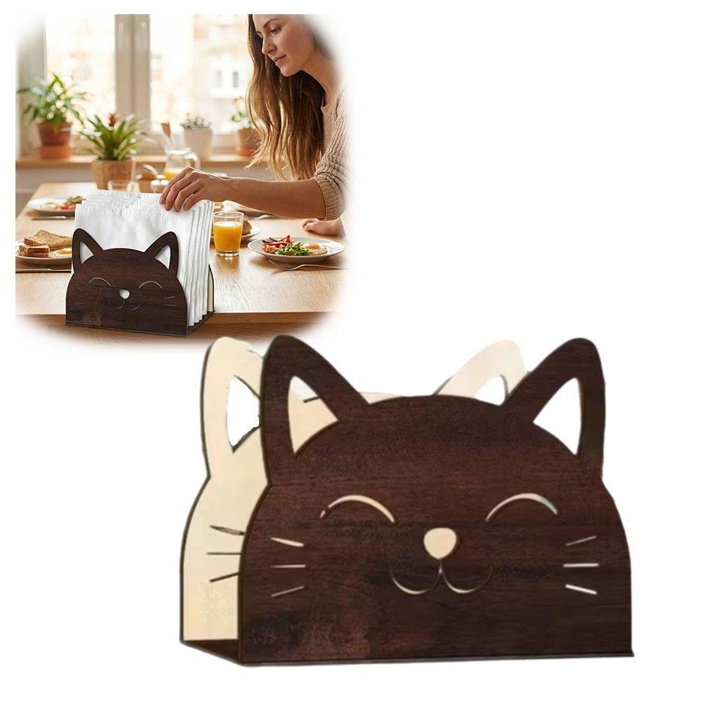 Creative Style Wooden Cat Napkin Holder Wooden Material Wooden Tissue Holder  Cocktail Bar
