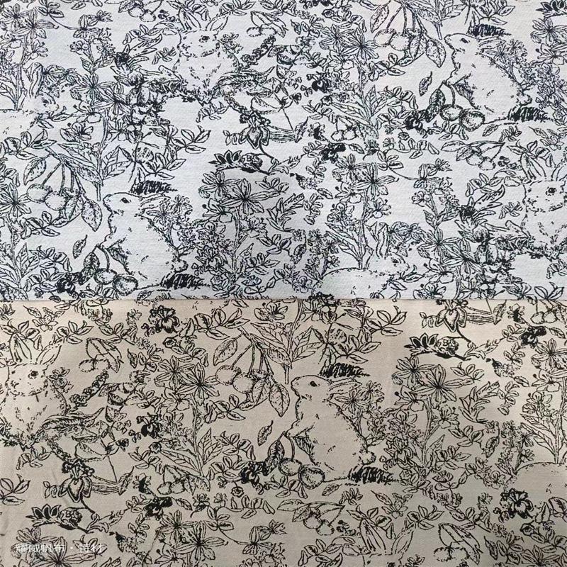 Chinese Style Rabbit Cherry Jungle Animal Jacquard Fabric Loafer Shoes & Bucket Hat.