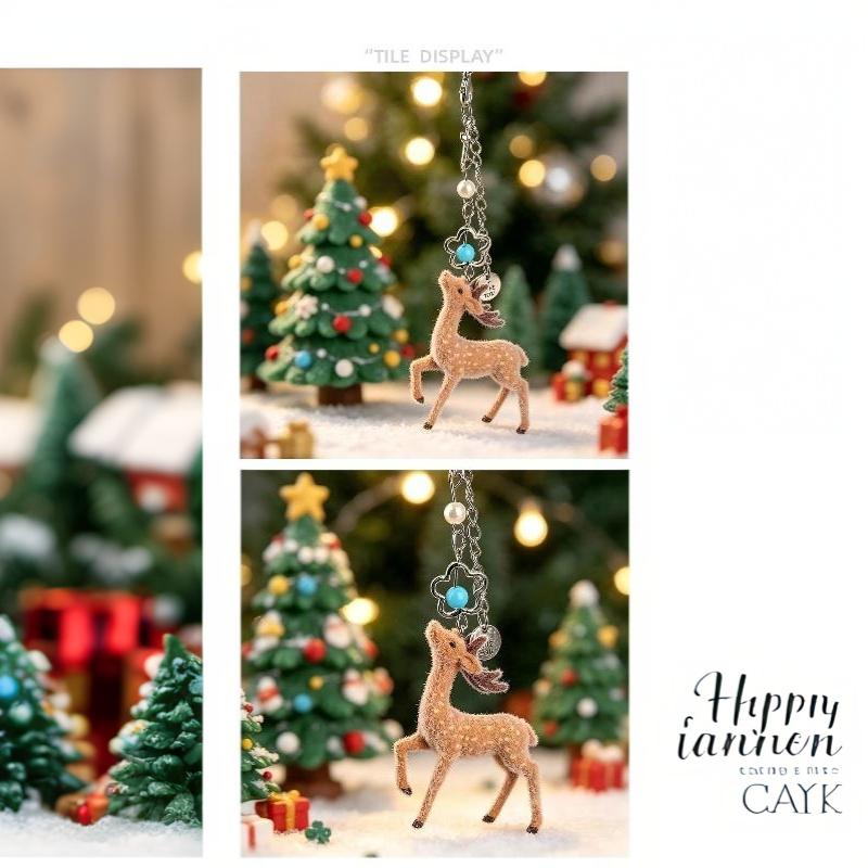 Cute Portable Deer Keychain 11.5Cm Length Korean Style Diy Bead Case Handmade Bag Pendant