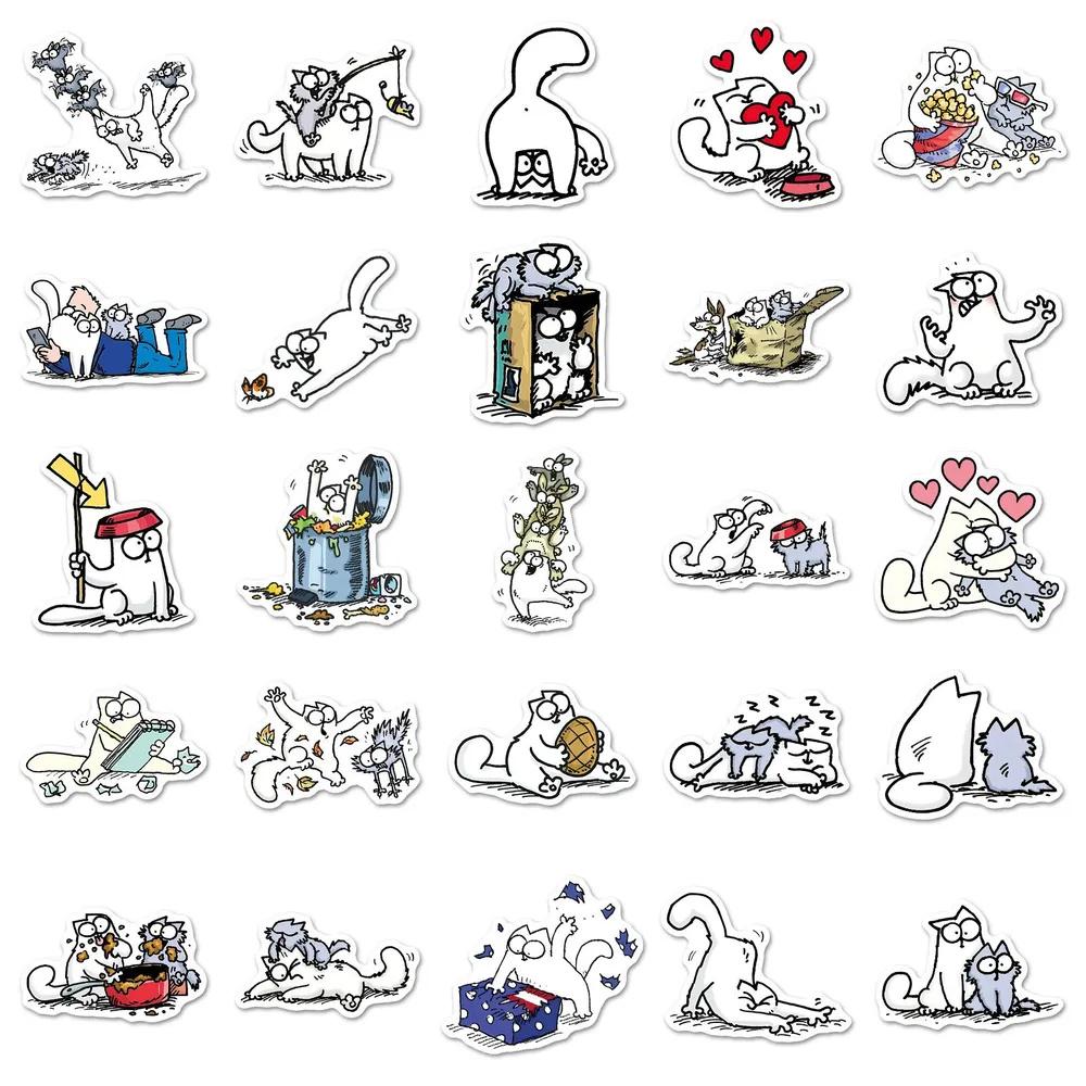 

Simon s Cat Cartoon Sticker Pack Waterproof Vinyl Decals for Journals Water Bottles Laptops and Scrapbooking Set of 50 Pieces One Size білий