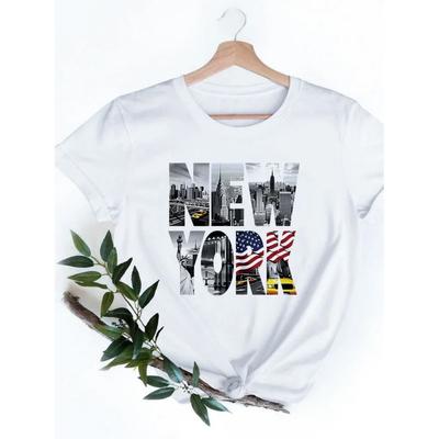 2024 Fashion Anime T Shirt Women New York City Graphic T Shirt Harajuku Kawaii Woman T Shirts Short Sleeve Femme Tops Tees