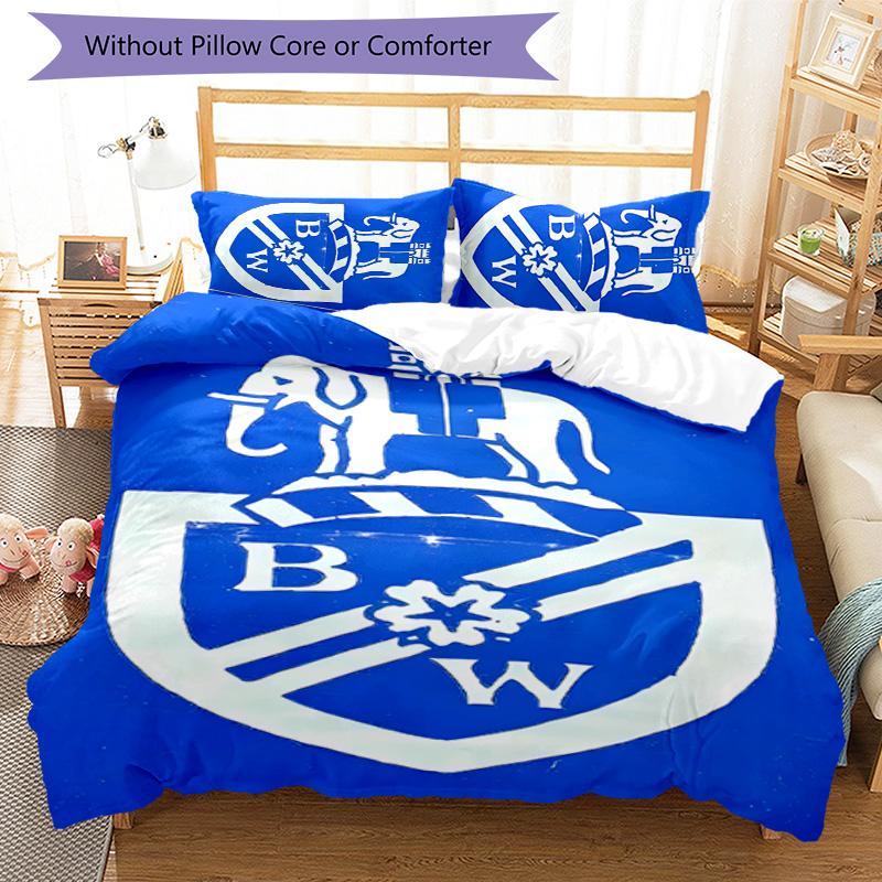 3-teiliges Bolton Wanderers FC LOGO Muster Bettwäscheset Bettbezugset enthält Bettbezug & Kissenbezüge, perfekte Ganzjahres-Schlafzimmerdekoration & Geschenk