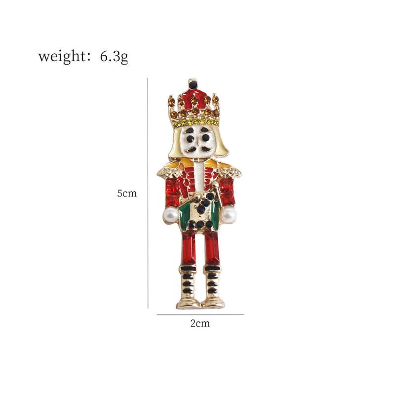 1Pcs Alloy Christmas Lapel Pin Nutcracker Soldier Enamel Rhinestone Brooch Holiday Jewelry For Daily Outfit Decoration