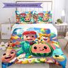 Juego de Ropa de Cama Cocomelon de 3 Piezas Funda Nórdica con Cierre Incluye 1 Funda Nórdica y 2 Fundas de Almohada, Suave y Cómodo para Todas las Estaciones.