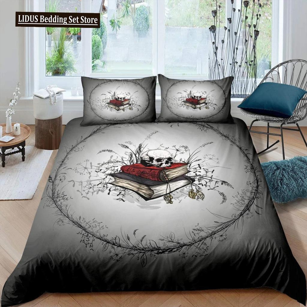 Regalo per Amanti dei Libri Set Copripiumino Matrimoniale, Set Biancheria da Letto per Lettori e Amanti della Letteratura, Copripiumino Vintage con Libreria