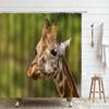 Funny Animal Shower Curtain Giraffe African Wildlife Kid Boy Bath Curtains Modern Waterproof Fabric Bathroom Decor With Hooks