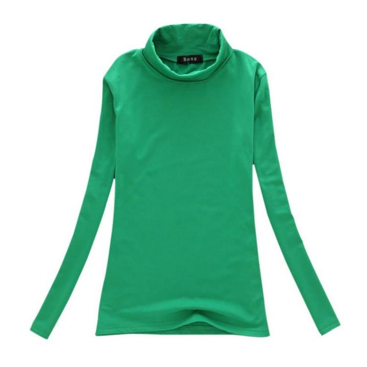Women Stretch Cotton Turtleneck Long Sleeve Blouse Base Tops