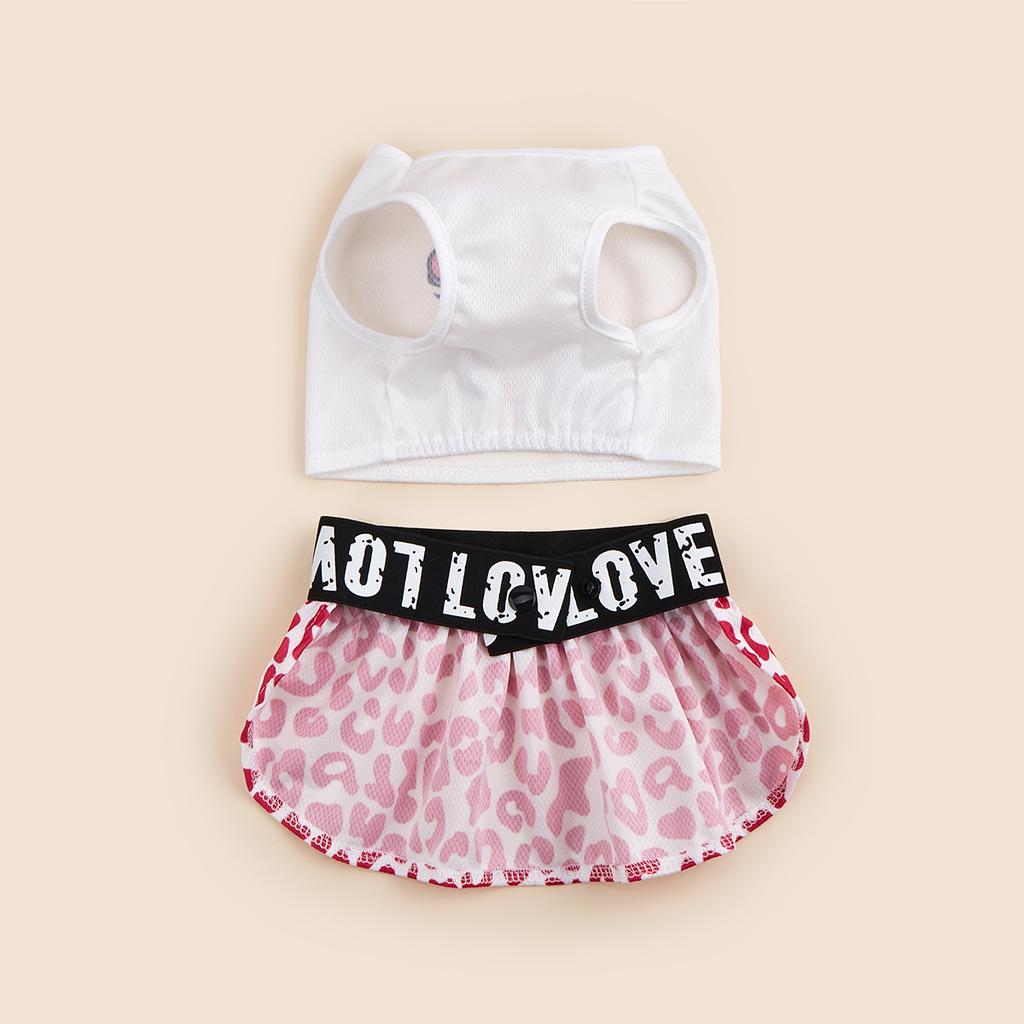 Zweiteiliges Hundekleid für kleine Hunde Kostüm Niedlich Mädchen Weiblich Hundemode Leopard Welpenkleider Hündchen Weiche Haustier Sommerkleidung App