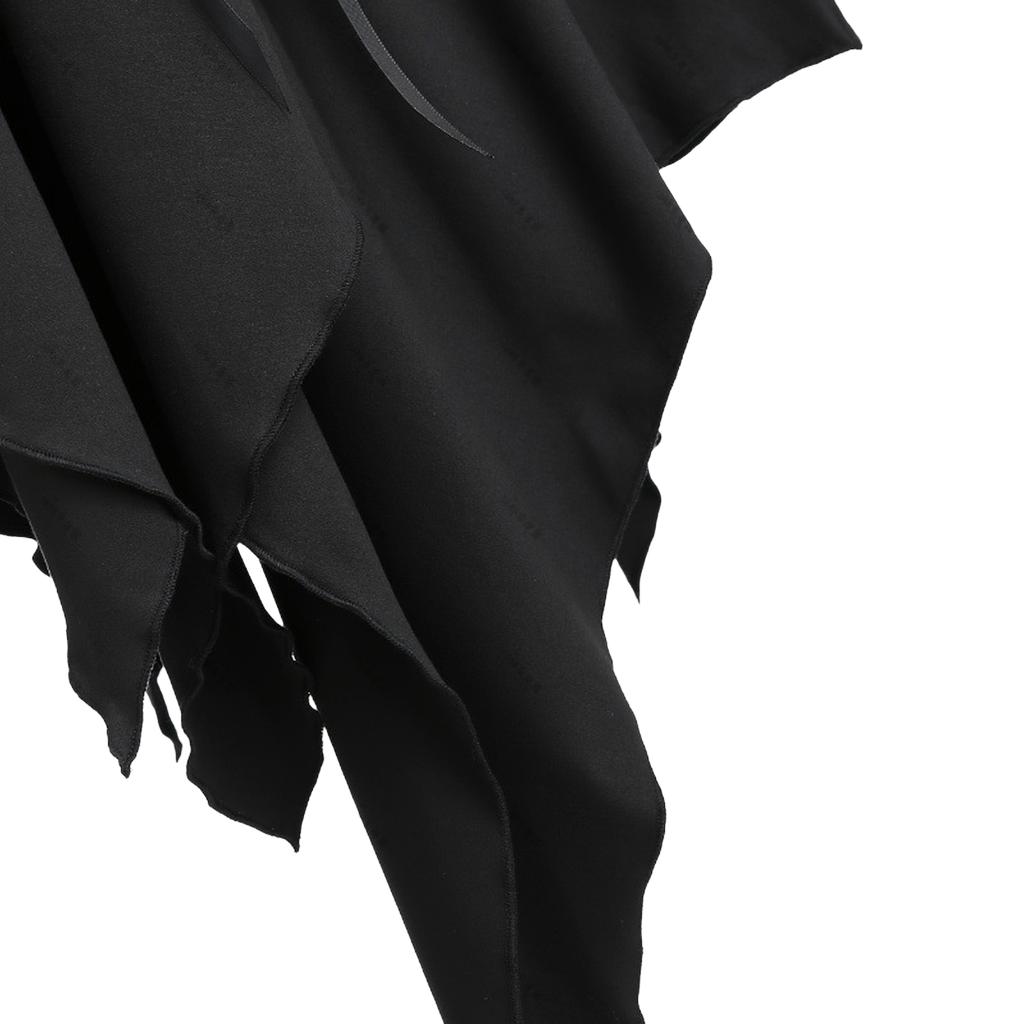 Damen Gothic Farbige Kapuzen-Schnürkleid mit asymmetrischem Schürzen Saum