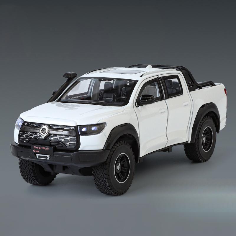 

1:24 Great Wall Motor POER Pickup Alloy Car Model Diecast Metal Off-road Vehicles Car Model Simulation Sound Light Kids Toy Gift белый