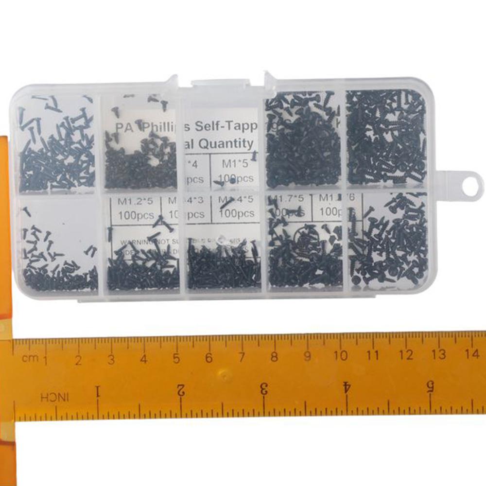1000Pcs Carbon Steel Self-Tapping Screws M1 M1.2 M1.4 M1.7 Phillips Pan Head Screws  Clocks