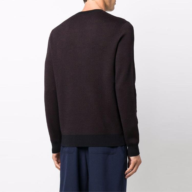 Emporio Armani Loose Fit Crew Neck Long Sleeve Ribbed Knit Sweater Men Sweater Dark-Brown 6K1MXP-1MQYZ-F980
