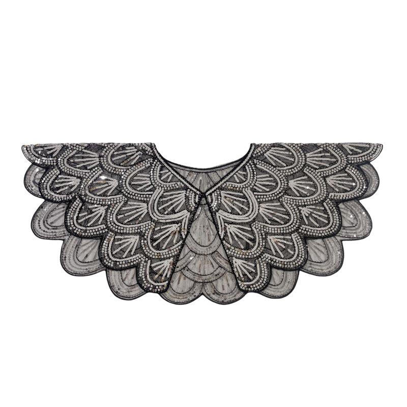 Vielseitiger Spitzen-Perlen-Schal Netz Pailletten Kurzer Abend-Schulterüberwurf Strickjacke