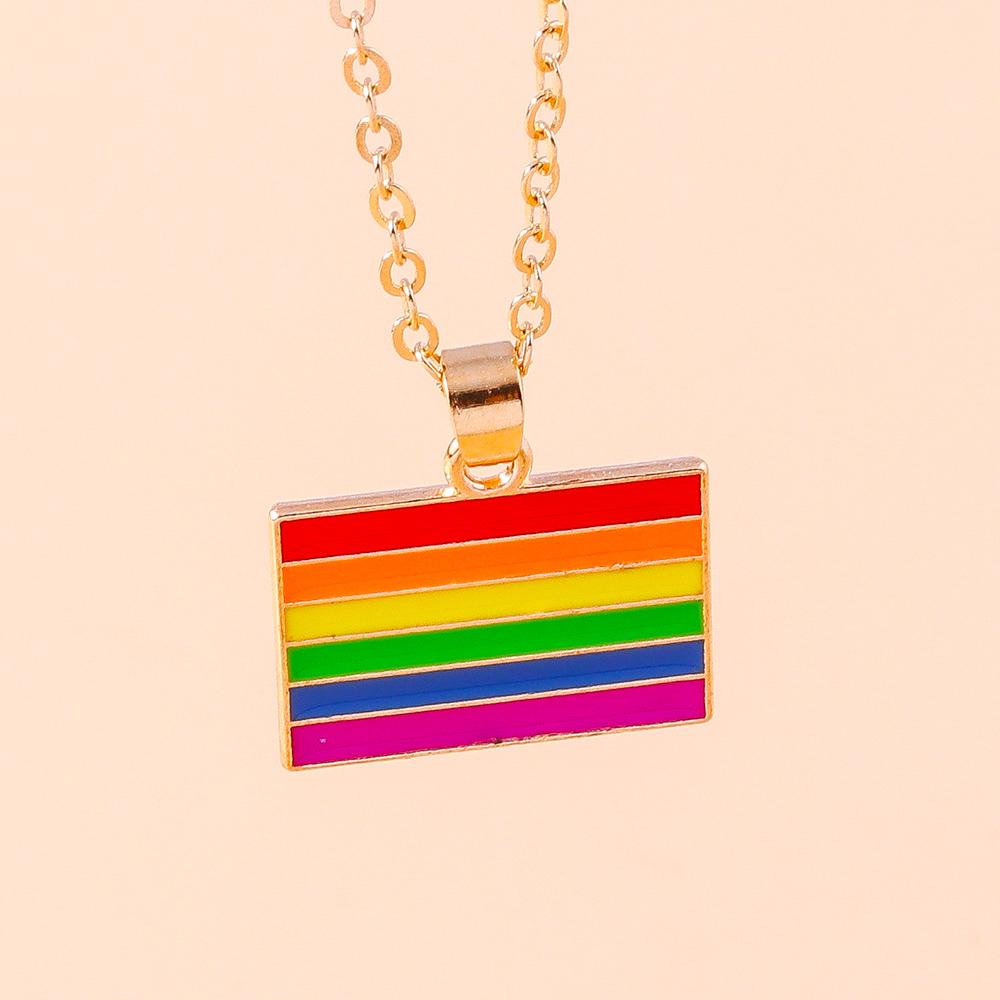 Cute Enamel Rainbow Flag Pendant Necklace for Women Girls Necklaces Chain Party Holiday Jewelry Gifts