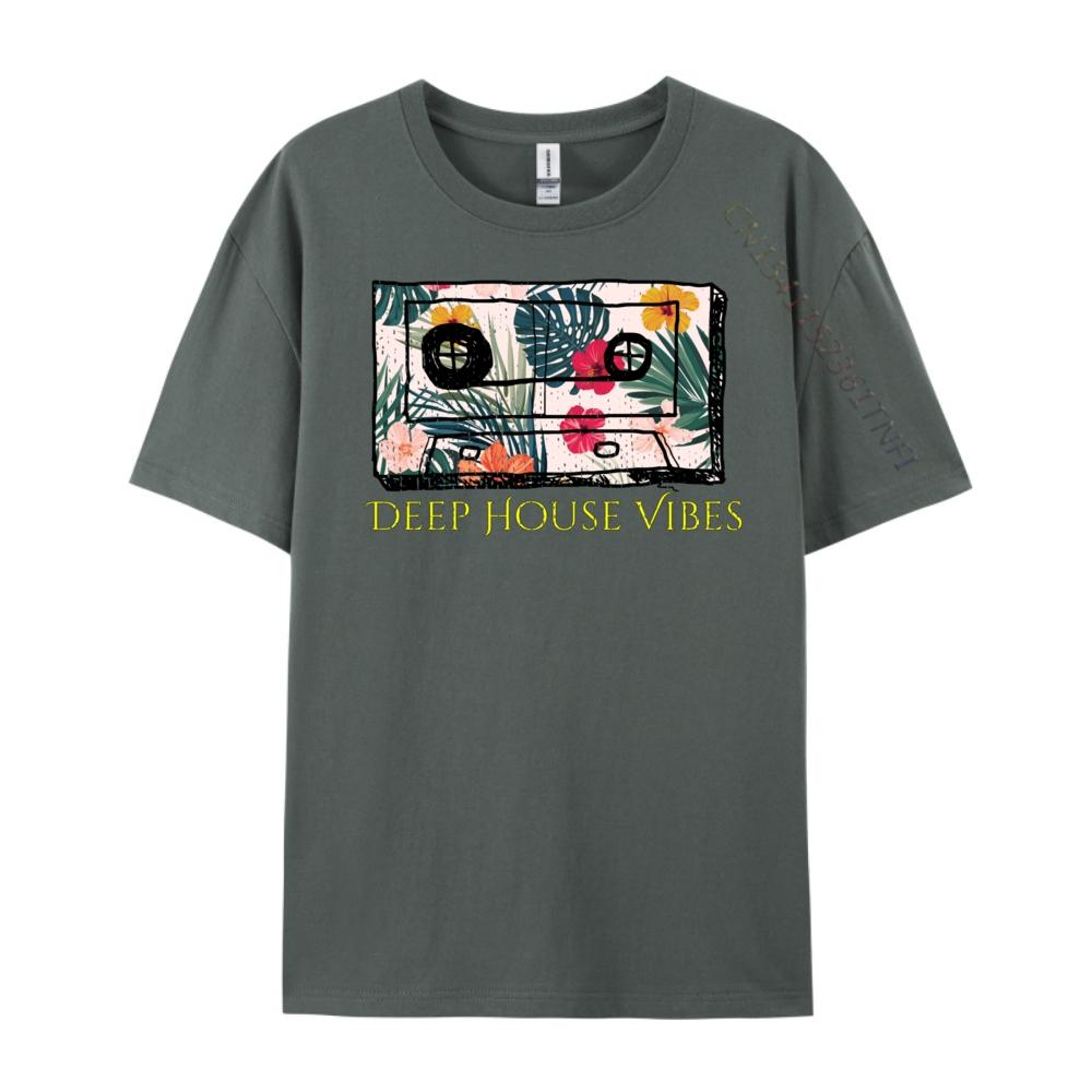 Deep House House Music Cassette Tape T Shirts For Men Original Mens TShirts Graphic Cotton Short Sleeve