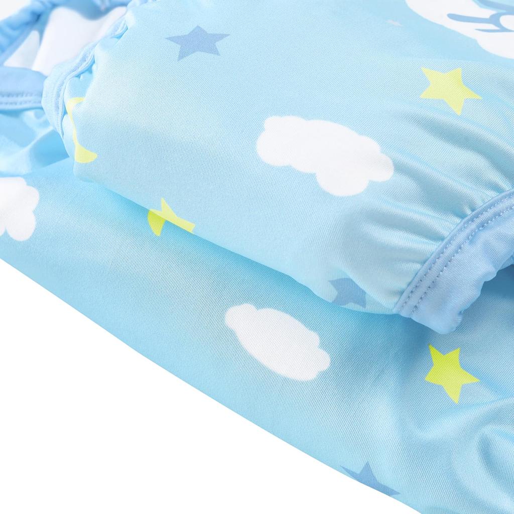 LittleForBig Adult Silky Training Pants (Bear Design), Elastic Waist, Absorbent Layer, Breathable, Washable, Comfortable Fit, Blue, L