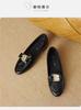 One Foot Women's Shoes Lazy Shoes 2026 Spring and Autumn New Work Soft Leather Patent Leather Single Shoes Low Heel Versatile Women's Shoes