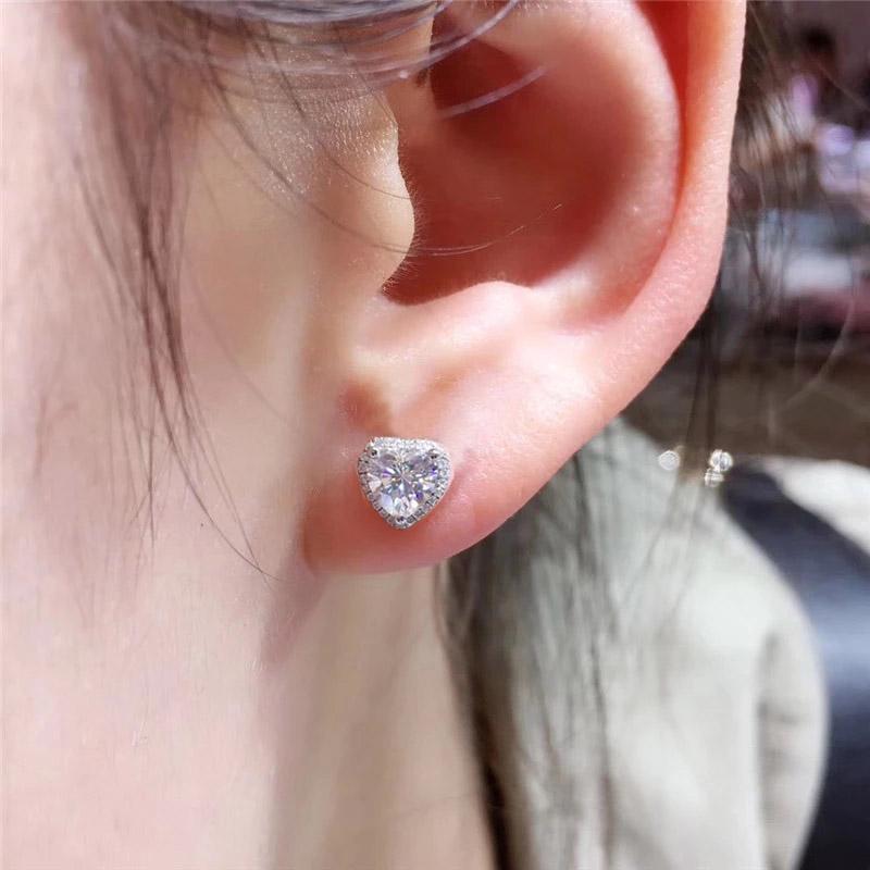 Heart Jewelry Sets for Women Crystal Necklace Earrings Korean Style Gold Color Fashion Cute Moissanite Wedding Accessories S551