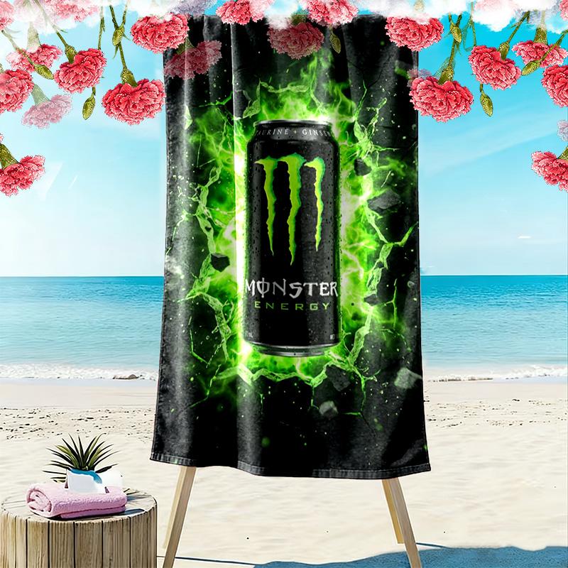 Monster Energy Drink Mega Power Can Beach Towel Beach Towel For Vacation Photos Soft Seaside Swim Quickdrying Swim Towel Beach Towel Printing
