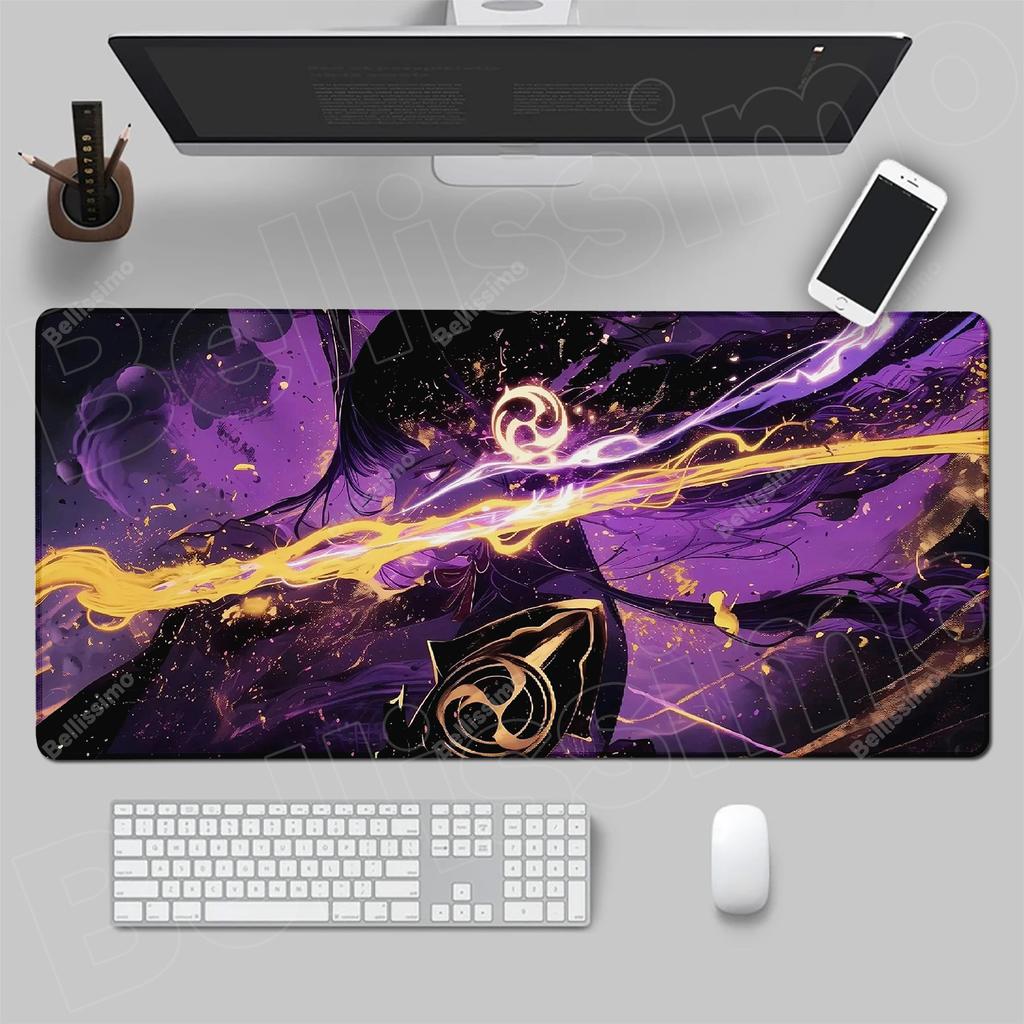 Purple Anime Gaming Accessories Mouse Pad PC Genshin Impact Raiden Shogun Desk Mat Laptop Kawaii Girl Keyboard Mousepad Carpet