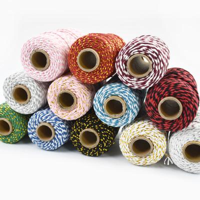 Meetee 1 Rolle=100m 2mm Zweifarbige Baumwollschnur Handgewebte Kordeln für Geschenkdekoration Kleidung Heimtextilien Nähzubehör