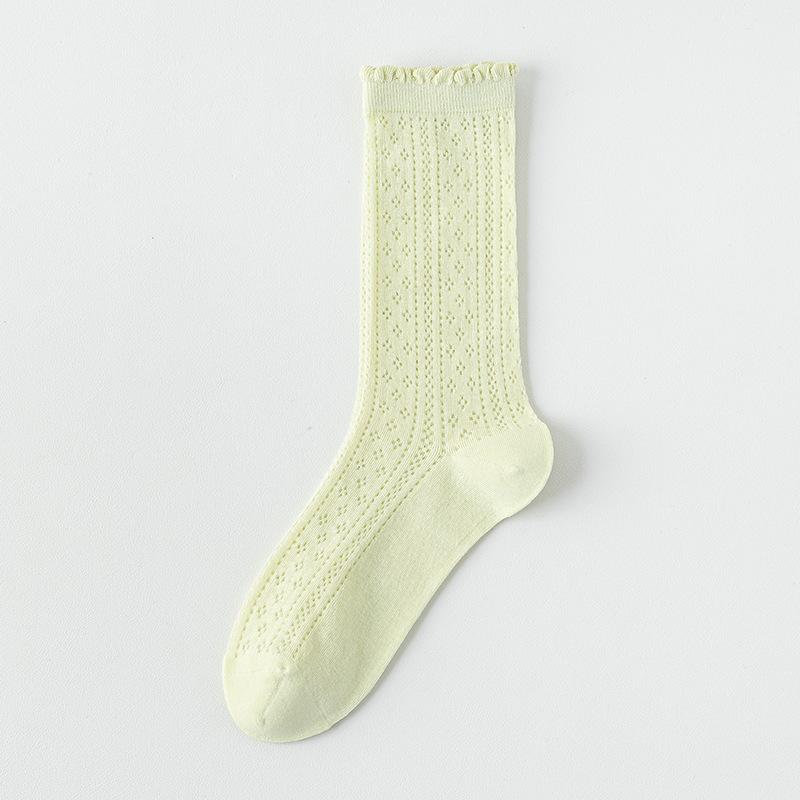 Female Summer Thin Breathable Mesh Boneless Loose Mouth In The Tube Stack Socks