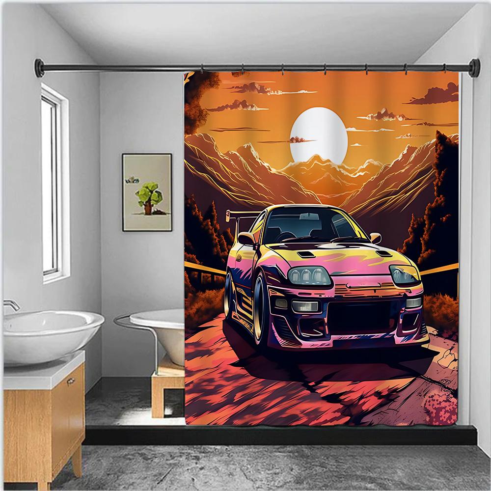 Shower Luxury Sports Car Logo Curtain Waterproof Polyester Fabric Paint Colorful Bath Curtains Home Bathroom Decor With Hook