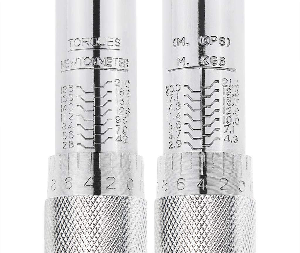 Torque for Bicycles and with Preset for Motorcycle Includes Dedicated Case Measurement Range Wrench, 1/2-inch, 28-210 Nm, Automotive, Socket, Type,