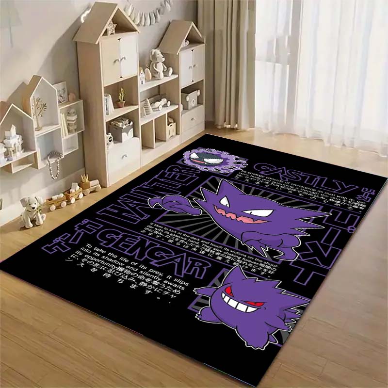 Gengar Printed Area Rug Cartoon Ghost Pattern Non-Slip Floor Mat Soft Carpet for Bedroom Living Room Decor
