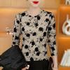 Elegant Rose Print Long Sleeve Top for Women