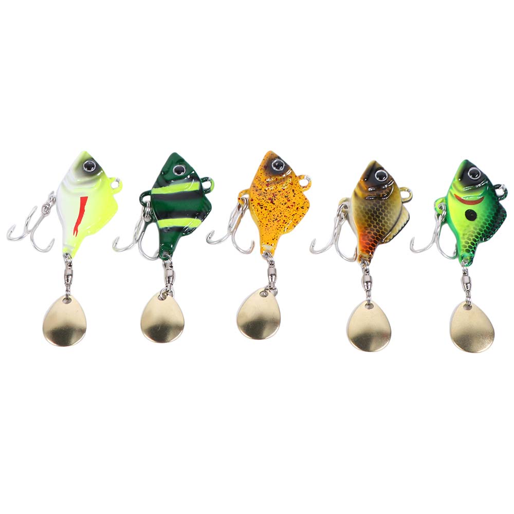 5pcs Rotating Glitter Fishing Lures Kit Vibration Bait Fishing Lures Hooks Beach Boat Fishing
