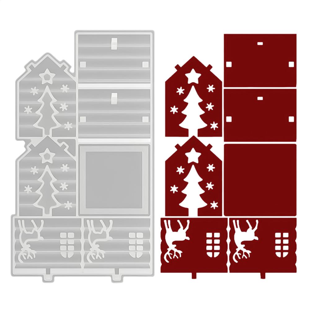 Candle Holder Molds Christmas House Night Light Silicone Molds Non-Stick Night Lamp Maker For Wax Plaster Clay Fondant Study