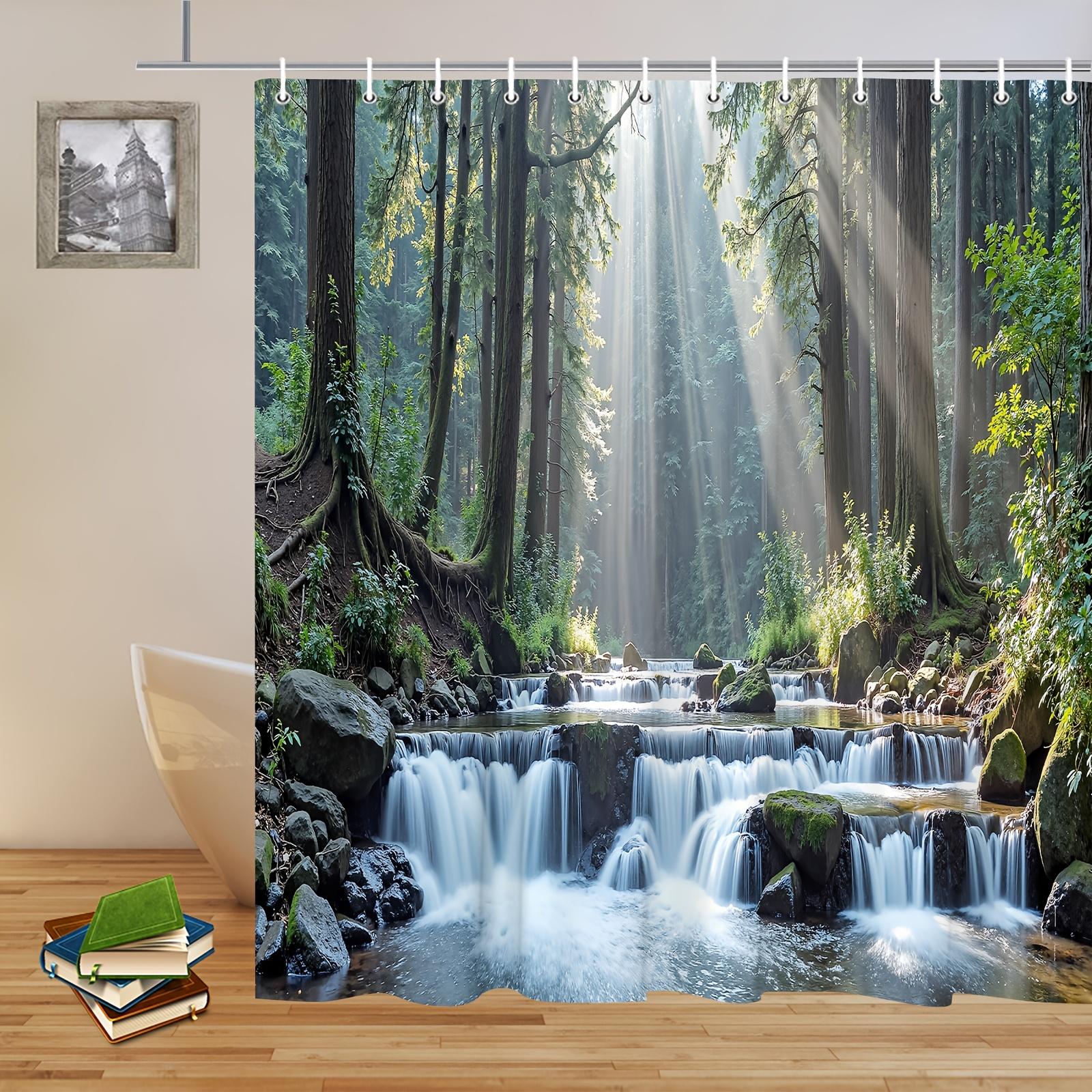 

Шторка для душа Лесной ручей - Многостилевой декор для ванной, идеально подходит для любителей природы и практичных решений W90XH180cm