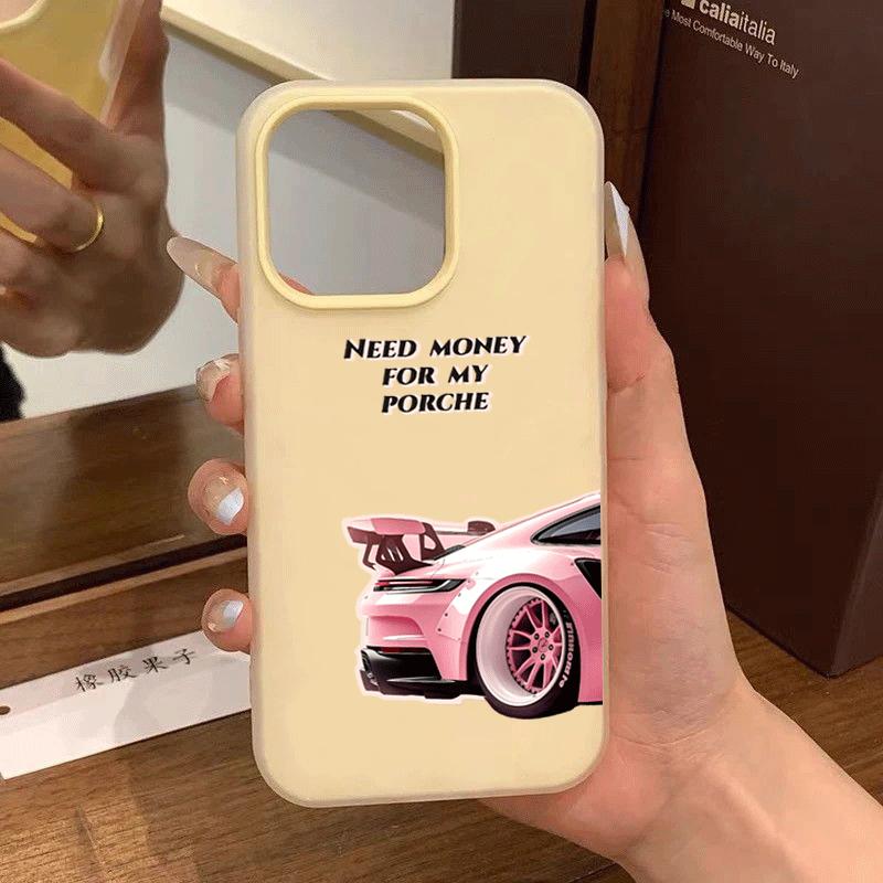 Cool Pink Sports Car Pattern Phone Case For iPhone 17 Pro 16e 16 15 14 13 12 11 Pro Max 17e Air XR X XS Max 7 8 Plus Soft Cover iPhone 15 Pro
