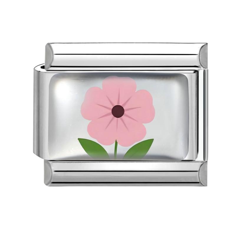 New Design Pink Planet Flower Cherry Eyes Butterfly Italian Charm Links Fit 9MM Stainless Steel Bracelet Jewelry DIY Making