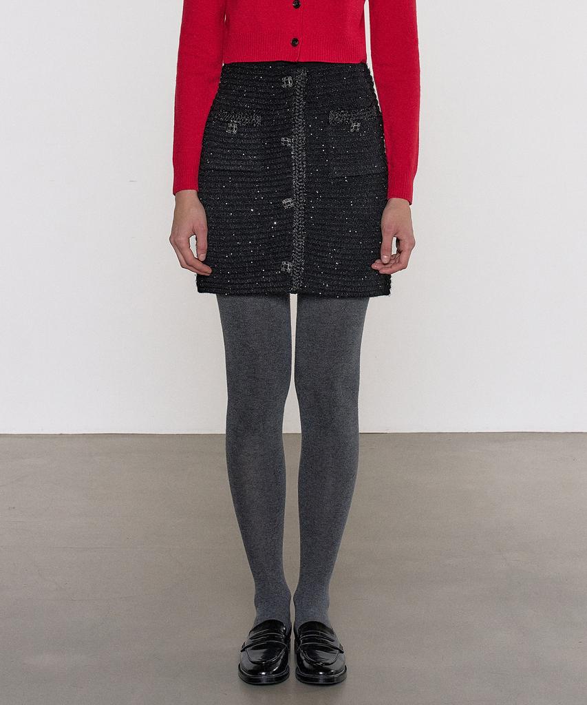 Pilot Sequin Wool Knit Skirt (2 Colors)