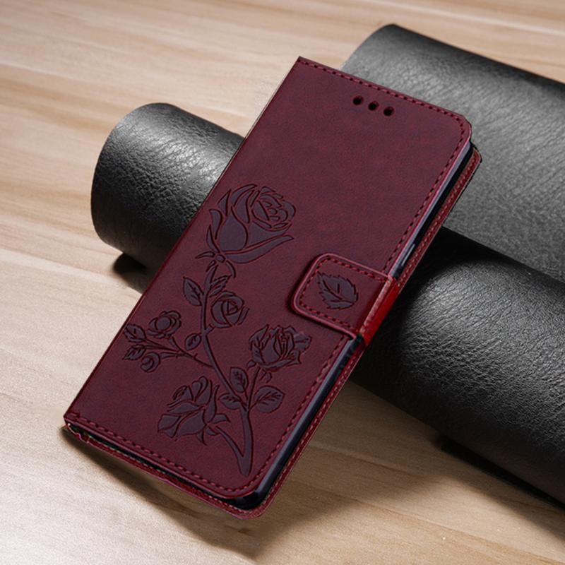 

Кожаный чехол-бумажник с цветком розы для Samsung Galaxy S23 Ultra S22 S21 A04S A14 A54 A53 Xiaomi Redmi Note 12 iPhone 14 13 12 11 Pro Max откидная крышка For Samsung Galaxy A04S коричневый