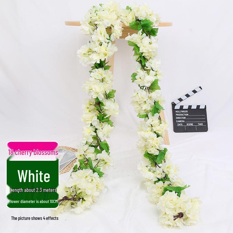 Artificial Rose Vine Ceiling Decor with Rattan for Living Room and AC Pipe Cover