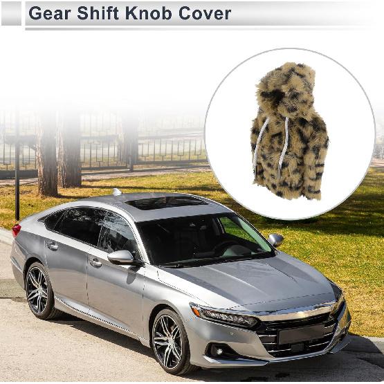Gear Shift Knob Cover Decoration Stick Shifting Handle Protector Plush Brown Fabric 1 Pc