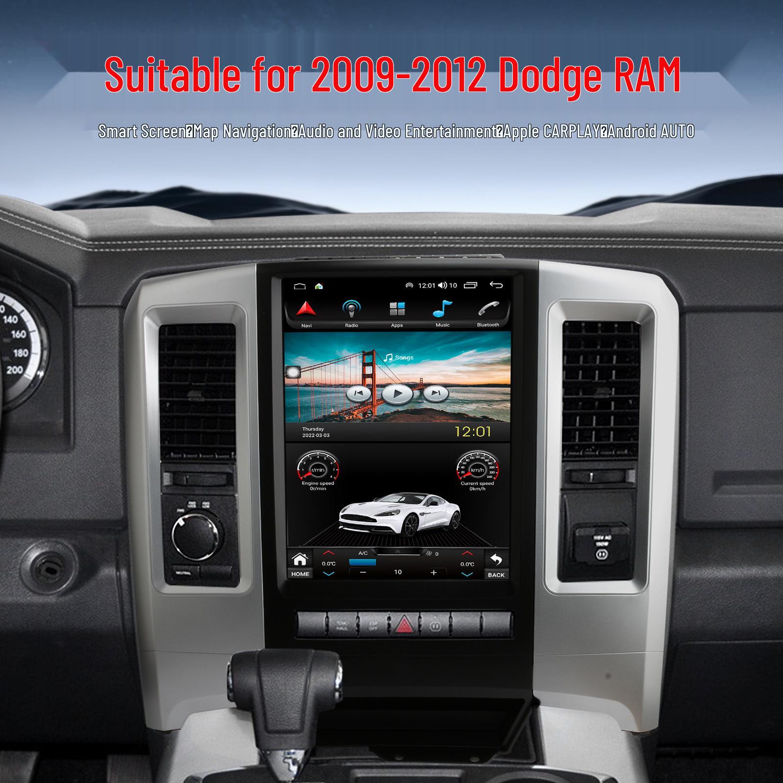 

Bluetooth CarPlay Smart Navigation Radio for 2009-2012 Dodge RAM 4+64G Manual AC