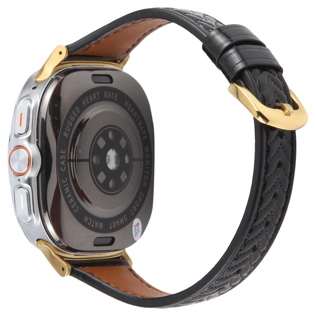 For Samsung Galaxy Watch Ultra 47mm Heart Pattern Embossed Watch Band Cowhide Leather Strap